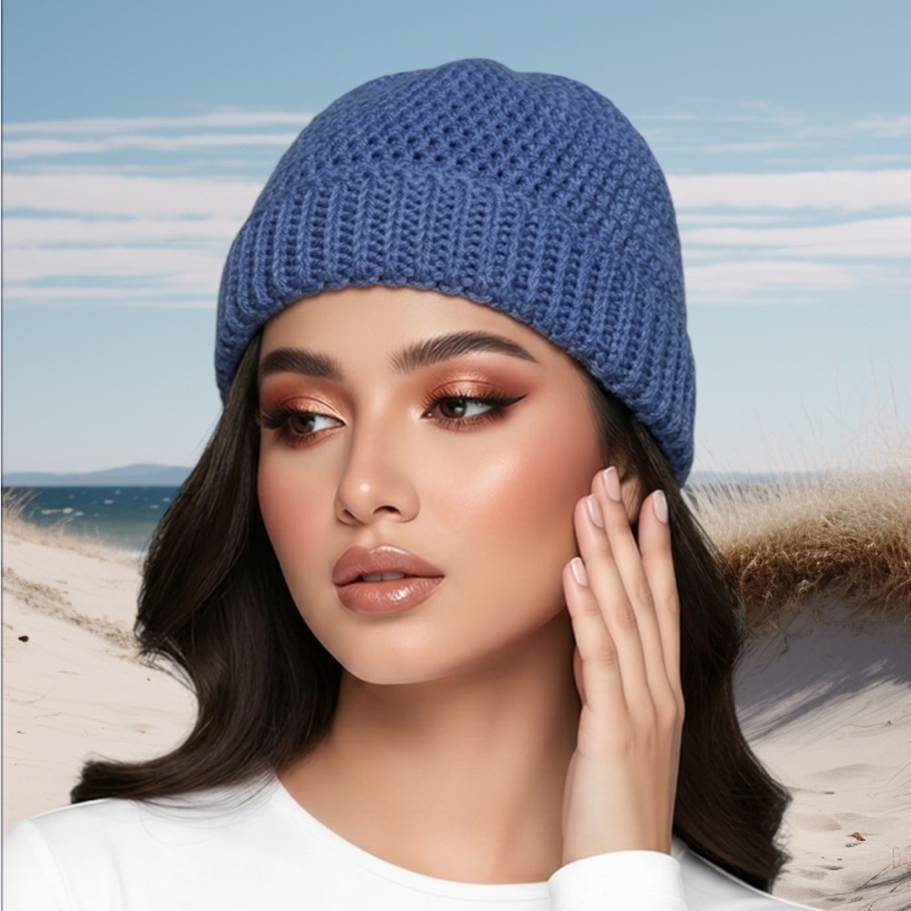 2 for $30 | Stylish Denim Blue Crochet Beanie